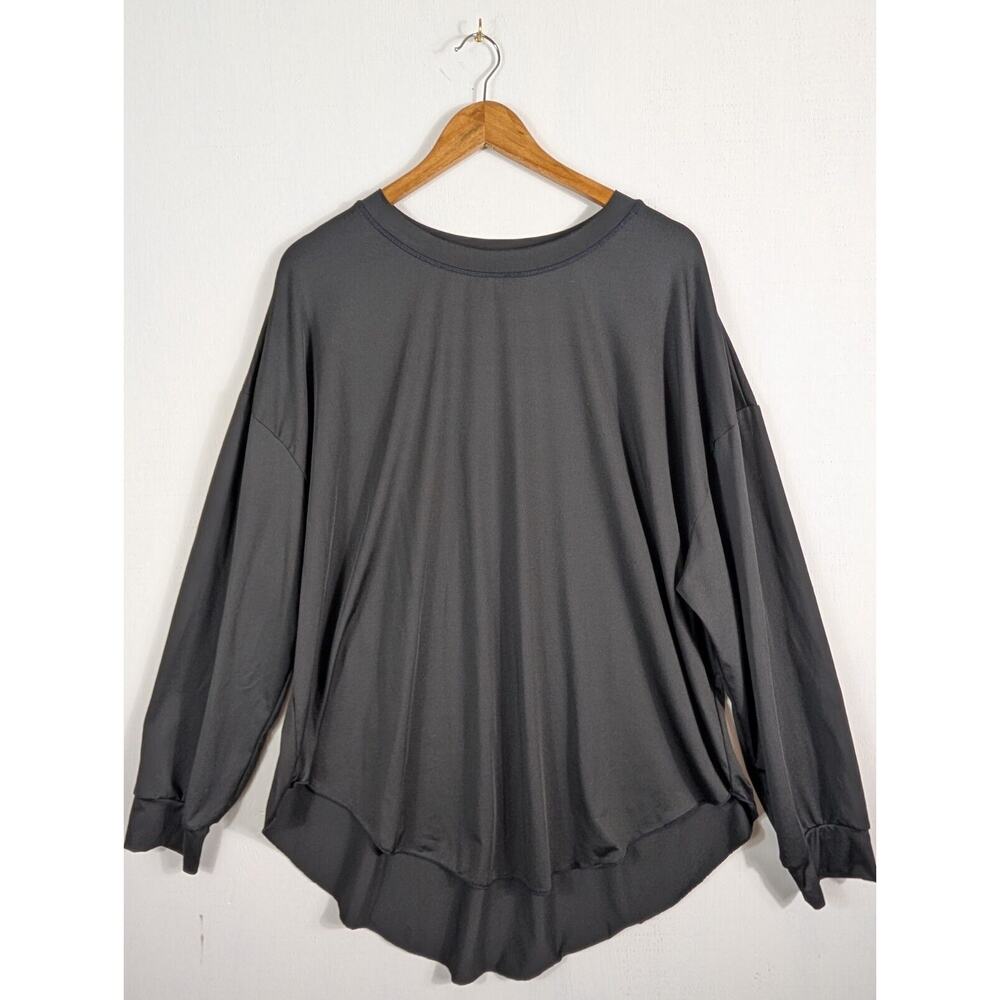 Shein Curve Womens Blouse Top Long Sleeve Knit Black Stretch Boho Size 2XL